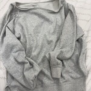 Hollister Light Gray Fleece off shoulder sweater